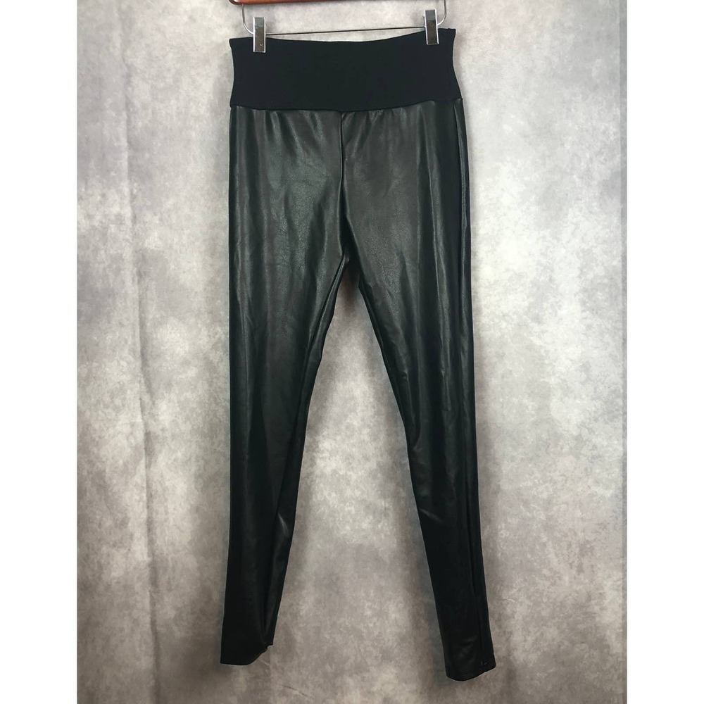 Assets By Spanx Leggings Women Medium Faux Leather Black Pants Pull On Slimming